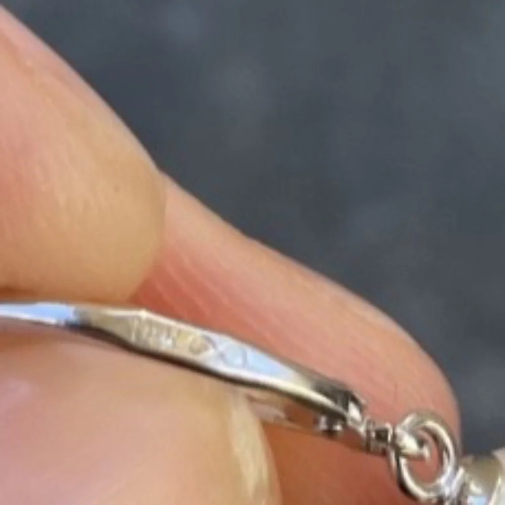 14k White Gold stamped Leverback 7mm Pearl Earrings - Picture 3 of 6